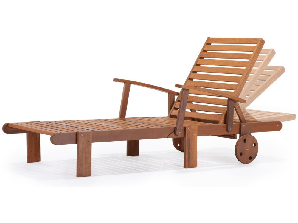 Bain de soleil pliant en bois exotique "Tokyo" - Maple - Marron clair - Lot de 2