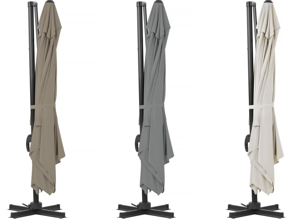 Parasol jardin déporté en aluminium "Sky 4" - 3 x 4 m - Taupe - Avec Housse de protection
