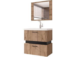 Meuble de salle de bain "Paros" - 3 pièces - Marron/Noir