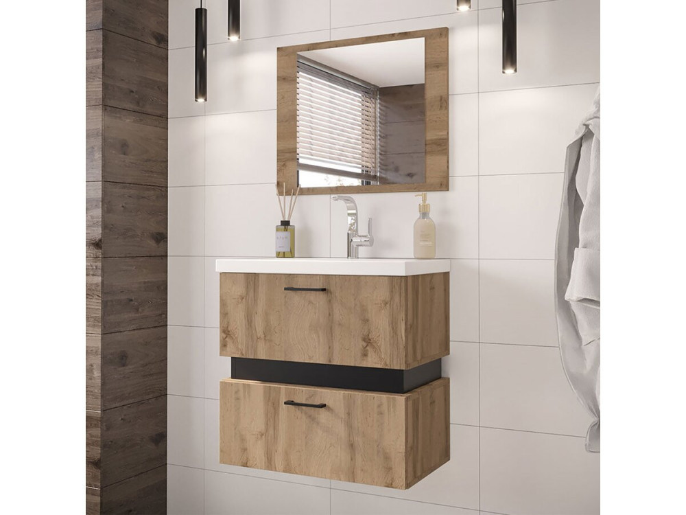 Meuble de salle de bain "Paros" - 3 pièces - Marron/Noir