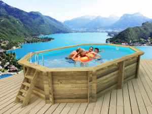 Piscine bois " Miami 145  " - 4.86 x 3.36 x 1.45 m 2