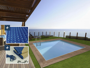 Piscine bois rectangle " Zanzibar "- 3.50 x 2.30 x 1.24 m - Bâche à bulles  180 µ - Bâche hiver  280 g/m² 2