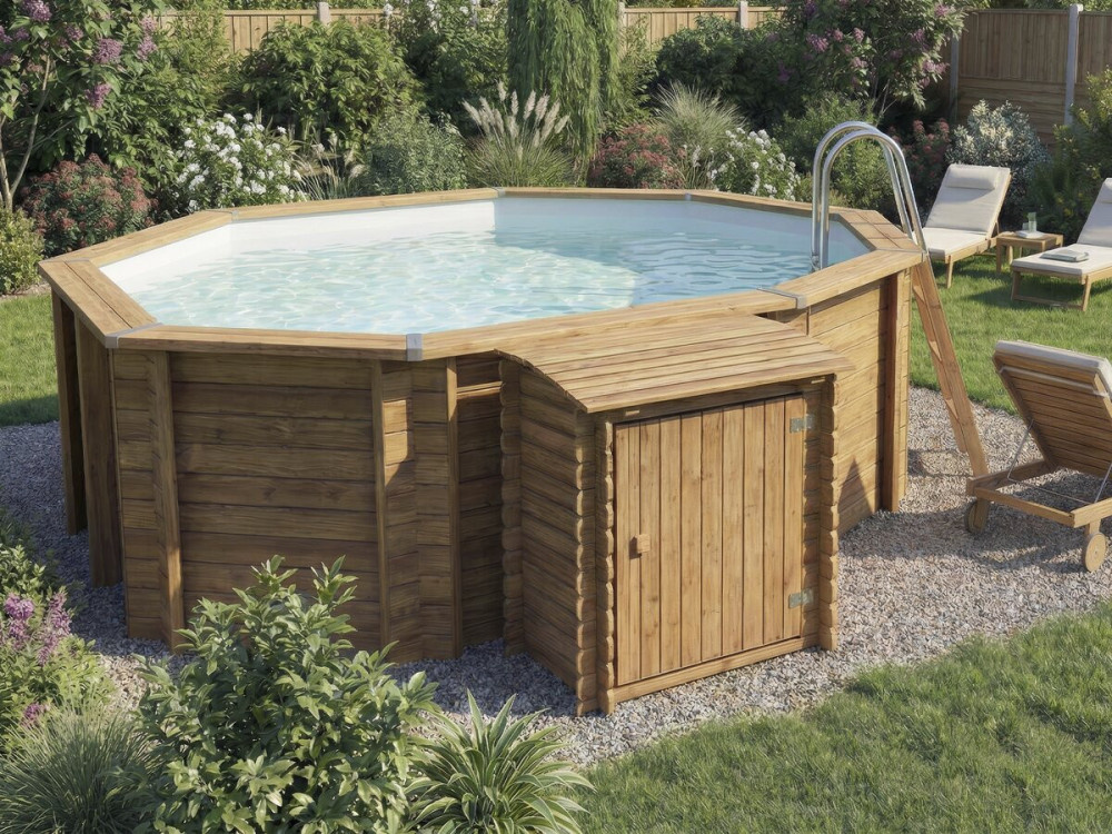 Coffre de filtration en bois traité pour piscine "Keny" - 120 x 95 x 126 cm