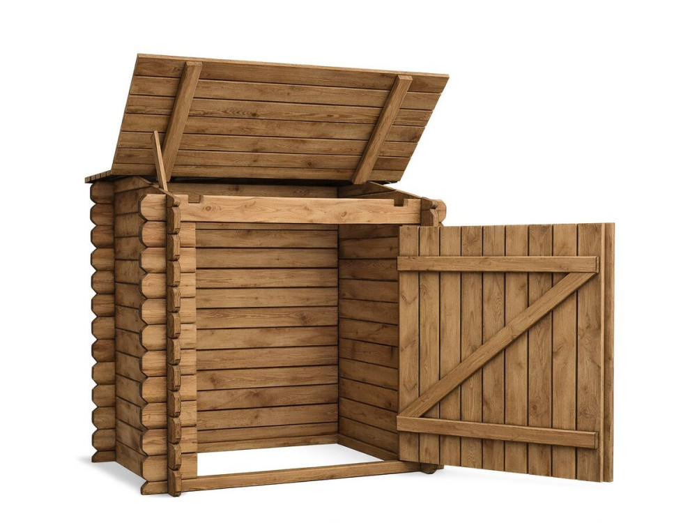 Coffre de filtration en bois traité pour piscine "Keny" -  120 x 95 x 113 cm -
