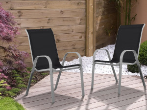 Fauteuil jardin Textilène "Cordoba" - Phoenix - Noir - Lot de 2 2