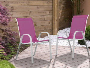 Fauteuil jardin Textilène "Cordoba" - Phoenix - Rose - Lot de 2 2