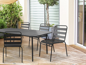Lot de 2 chaises de jardin en métal empilables "Bilbao" - Gris 2