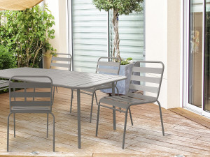 Lot de 2 chaises de jardin en métal empilables "Bilbao" - Taupe 2