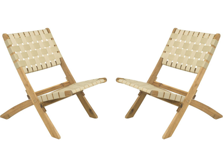 Lot de 2 chaises de jardin en bois "Hanoi" - Beige