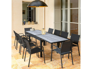Table jardin en aluminium extensible "Lagos" - 200/320 x 105 x 76 cm - Gris 2