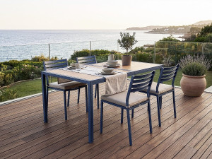 Table de jardin métal imitation bois "Tossa" - 160 x 90 x 75 cm - Marron 2