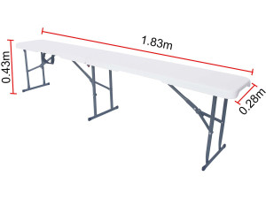 Banc pliant en métal "Foldy" - 183 x 29 x 42 cm - Blanc 2