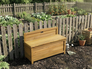 Banc coffre de jardin en bois "Ben" - 90 x 33 x 60 cm - Marron 2