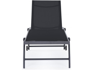 Lot de 2 bains de soleil textilène aluminium "Jolia" - Gris foncé / Noir 2