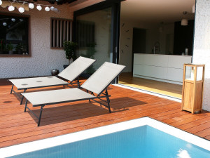 Lot de 2 bains de soleil en métal "Sublima" - 180 x 54 x 104 cm - Beige 2