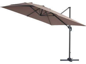 Parasol jardin déporté Alu "Sun 3" - Carré - 3 x 3 m - Taupe + housse de protection 2