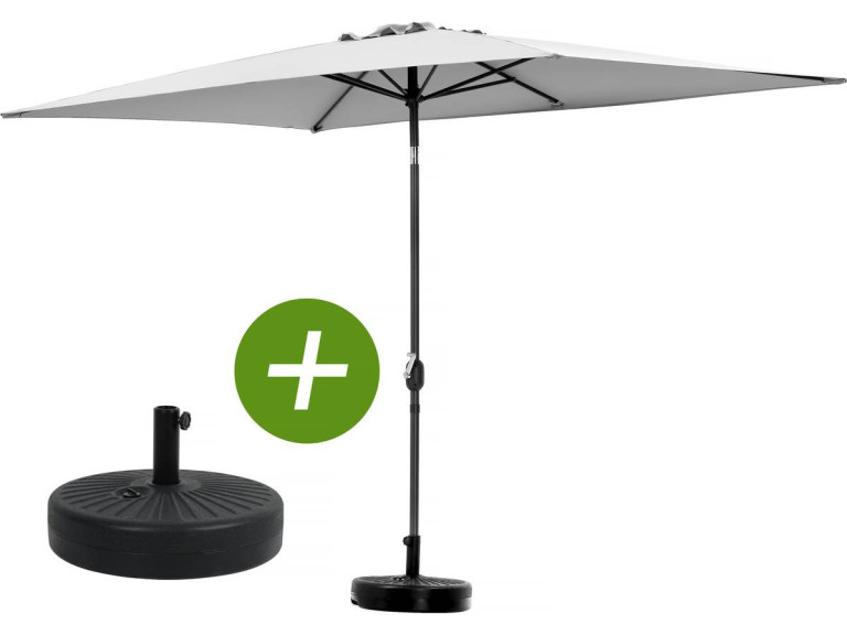 Parasol jardin "Sol 2" - Rectangle - 2 x 3 m - Gris + Dalles à lester incluses