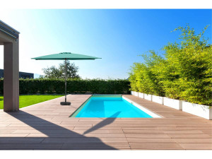 Parasol jardin "Sol 2" - Rectangle - 2 x 3 m - Vert + Dalles à lester incluses 2