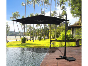 Parasol jardin déporté "Soleil" - Carré - 2.5 x 2.5 m - Noir + Housse de protection 2