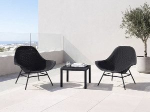 Lot de 2 fauteuils de jardin avec table basse "Soléna" - Noir 2
