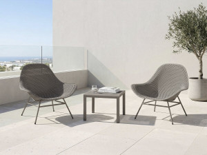 Lot de 2 fauteuils de jardin avec table basse "Soléna" - Taupe 2