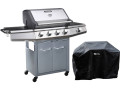 Barbecue gaz avec LED "Bingo 5" - 5 Brûleurs dont 1 latéral - 15.2kW + Housse protection - Argenté - Argenté avec LED