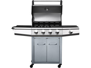 Barbecue gaz avec LED "Bingo 5" - 5 Brûleurs dont 1 latéral - 15.2kW + Housse protection - Argenté 2