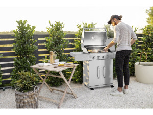 Barbecue gaz en inox avec 5 brûleurs dont 1 latéral "Brazzo" - 118 x 57 x 104 cm - Gris clair 2