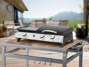 Plancha gaz avec couvercle "Rasio" - 7.5 KW - 3 brûleurs - Noir 2