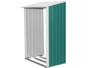 Abri de jardin métal "Rosas" 2,71 m² avec abri bûche - Vert 2