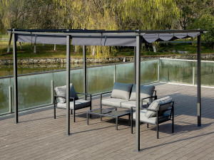 Pergola en métal avec toit rétractable - 3 x 6 m - Anthracite 2