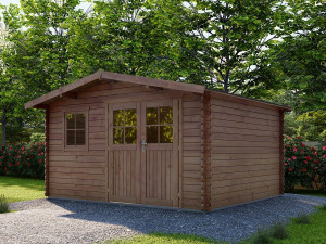 Abri de jardin en bois traité marron autoclave "Valmont" - 14 m² -28 mm 2
