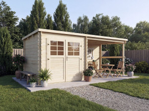 Abri de jardin en bois avec auvent "Montval" - 14 m² - 28 mm 2