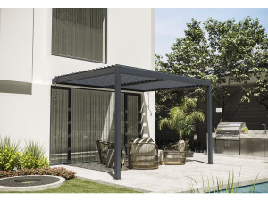 Pergola bioclimatique adossée avec led "Windsor" - 3 x 4 m - Anthracite 2