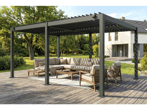 Pergola bioclimatique autoportante en aluminium "Kensington" - 3 x 5 m - Gris 2