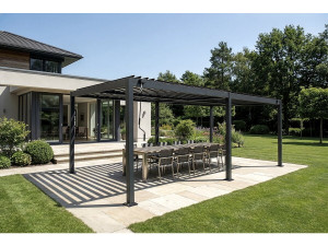 Pergola bioclimatique autoportante en aluminium "Kensington" - 3 x 6 m - Gris 2