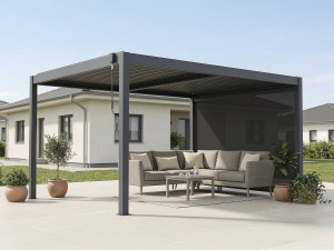 Pergola bioclimatique avec led et store en aluminium "Windsor premium" - 3 x 4 m - Gris 2
