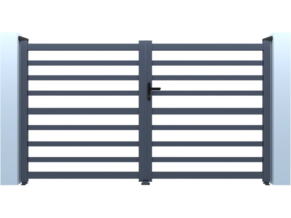 Portail aluminium ajouré "Martin" - 300 x 180 cm - Gris