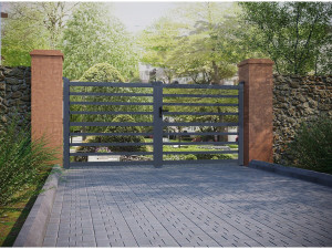 Portail aluminium ajouré "Martin" - 300 x 180 cm - Gris 2