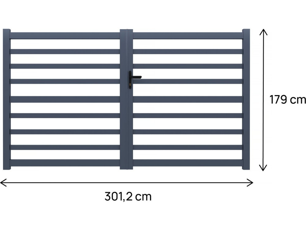 Portail aluminium ajouré "Martin" - 300 x 180 cm - Gris