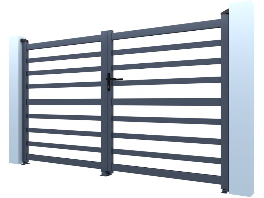 Portail aluminium ajouré "Martin" - 300 x 180 cm - Gris