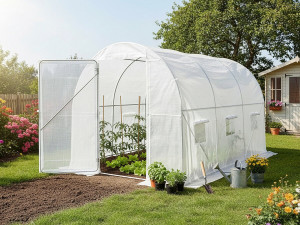Serre tunelle de jardin avec porte 3 x 2 m "Mimosa" - 6 m² - 180g - Blanc 2