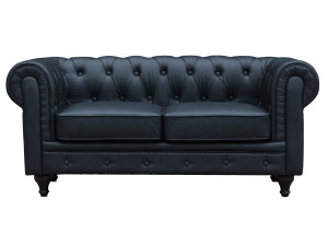 Canapé fixe Chesterfield "Aliza" - 157 x 82 x 70 cm - 2 places - Noir 2