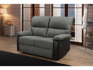 Canapé relax "Lincoln" - 147 x 89 x 103 cm - 2 places - Noir / Gris foncé 2