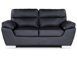 Canapé fixe en cuir reconstitué et PVC "Dallas" - 169 x 88 x 90 cm - 2 places - Noir 2
