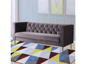 Canapé fixe en velours "Bruce" - 196 x 76 x 82 cm - 3 places - Gris 2
