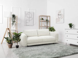 Canapé droit en tissu chenille "Saint Germain S" - 3 places - Beige 2