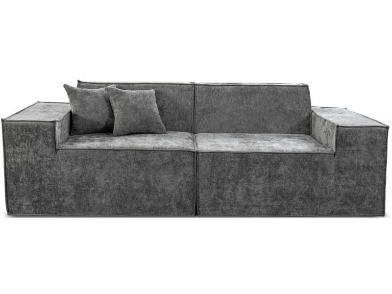 Canapé droit modulable en tissu texturé "Lusso" - 3 places - Gris