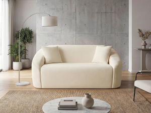 Canapé droit fixe en tissu "Ondine" - 2 places - Beige 2