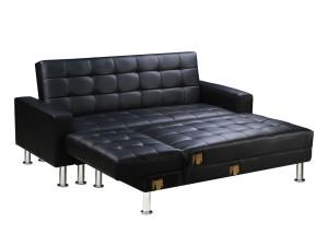 Canapé d'angle convertible et réversible "Theo" - 260 x 82/144 x 81 cm - 4 places - Noir 2